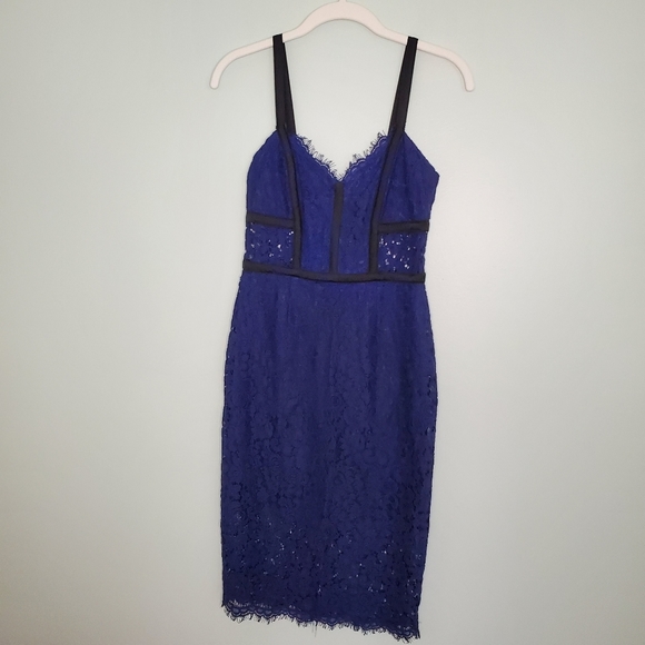 Express Dresses & Skirts - Express Navy Blue Corset Style Lace Midi Dress with Pencil Bottom Size 0